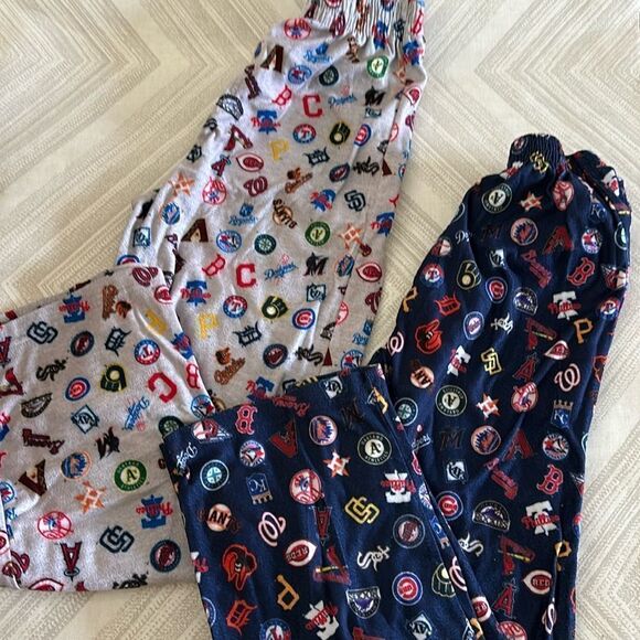 Gen2 MLB Boys (2) Grey & Navy Blue Baseball Team Logo Pajama Pants - Picture 1 of 8